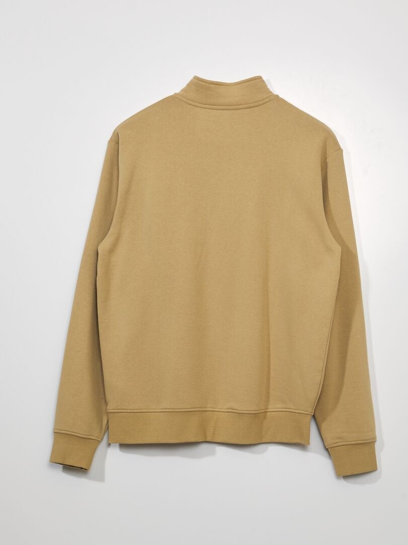 Trui met rits van fleece - BEIGE
