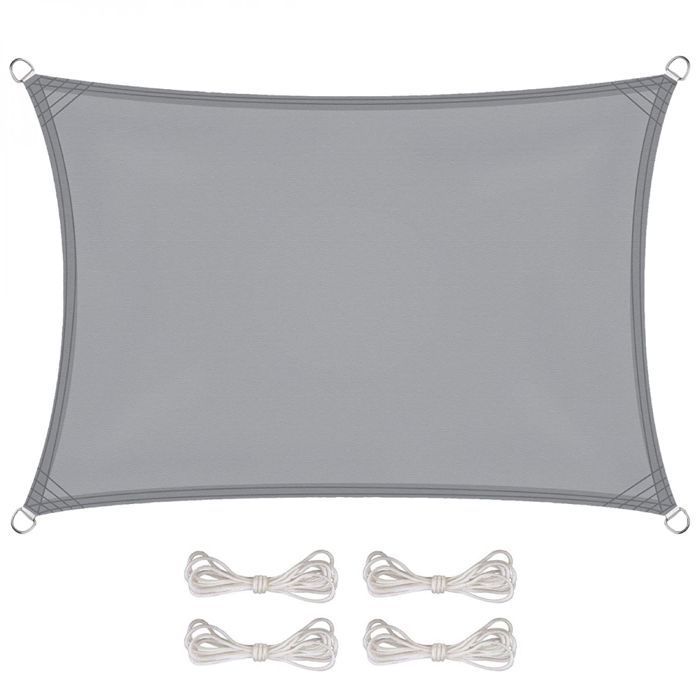 Voile d'ombrage rectangulaire imperméable et anti-UV - 3 x 5 m - Gris - Linxor