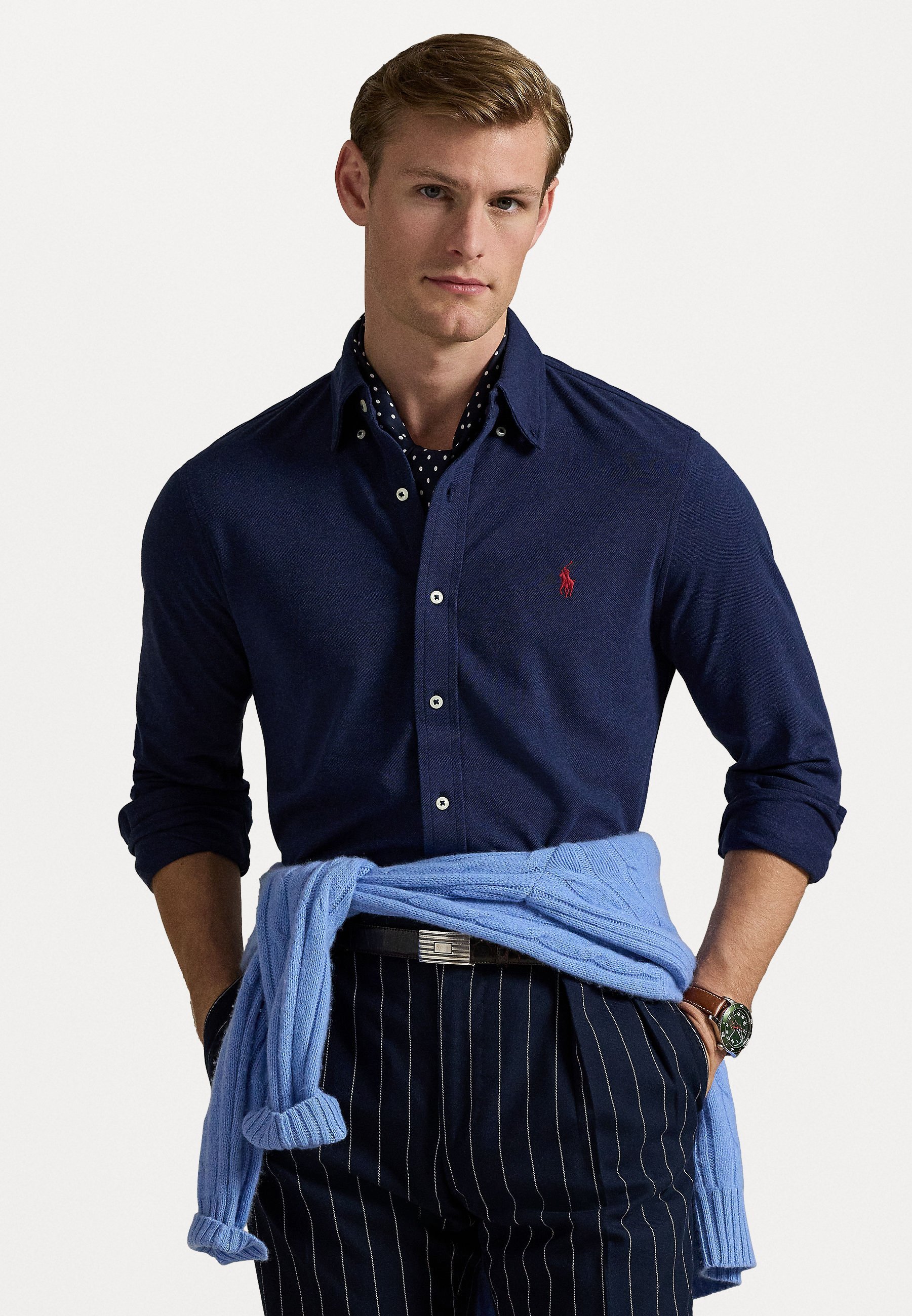 Polo Ralph Lauren Featherweight mesh shirt - Shirt - lente marineblauw gemêleerd