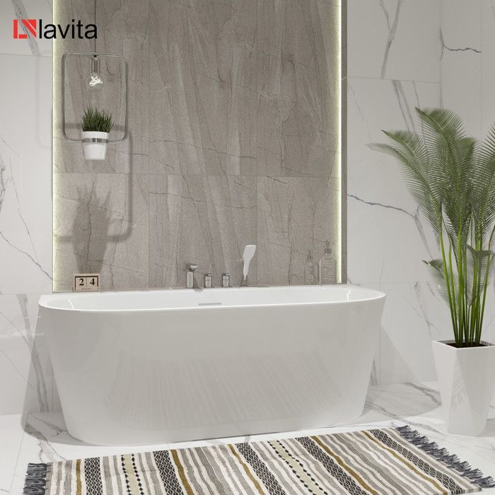 LAVITA Caldera 1500 freestanding bathtub 150x75x58 cm acrylic | Rectangular bathtubs | Modern | 250 L | Glossy white