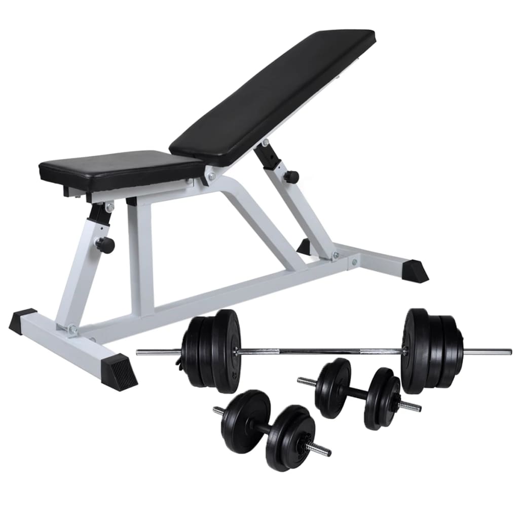 Banco De Musculación Vidaxl Con Pesas Y Mancuernas 60,5 Kg