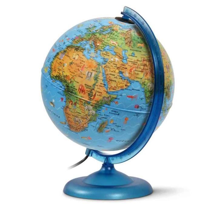 Globo illuminato Wonday per bambini - KID - 250 mm - Blu - Cartografia semplificata