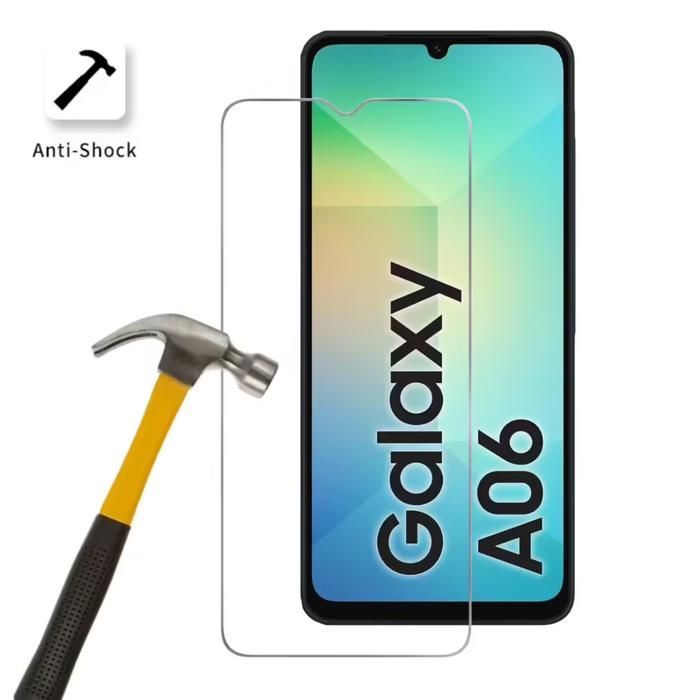 2er-Pack Displayschutzfolien aus gehärtetem Glas für SAMSUNG GALAXY A06. Transparent – kratzfest – extrem widerstandsfähig (Härtegrad 9H).