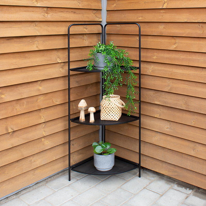 Estante esquinero de suelo 52x35x120 cm para interior/exterior, color negro