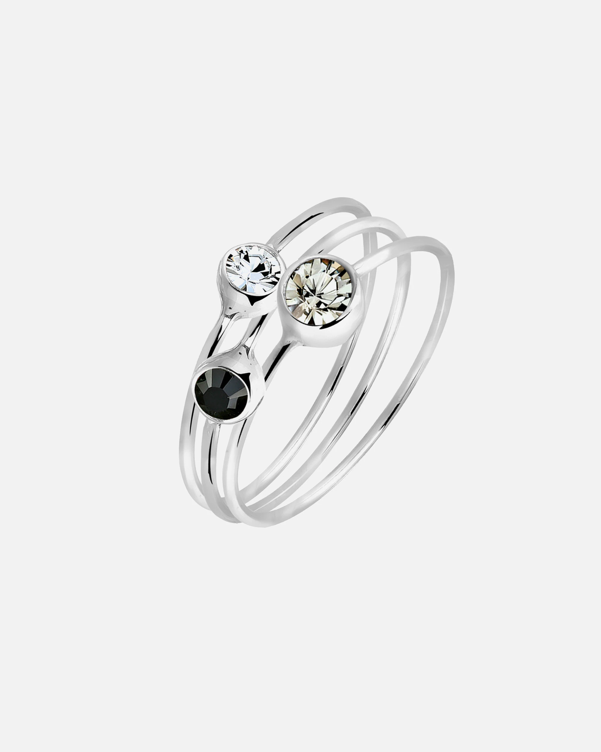 Elli Femmes Empilement Set de 3 Élégant avec Cristaux en Argent Sterling 925