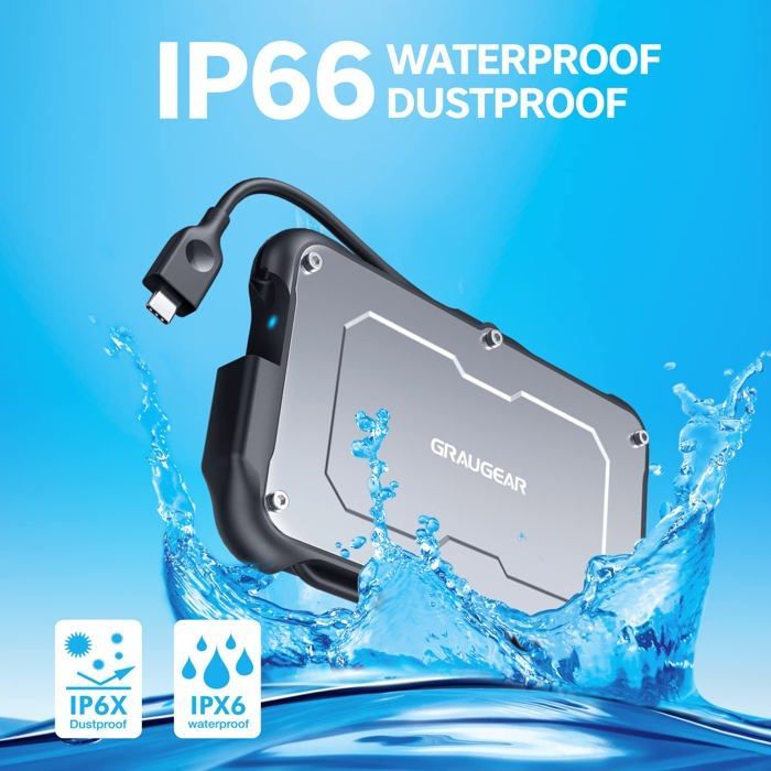 Disque dur SSD externe - Graugear - 18066 - 2,5 pouces - USB-C - Résistant aux chocs