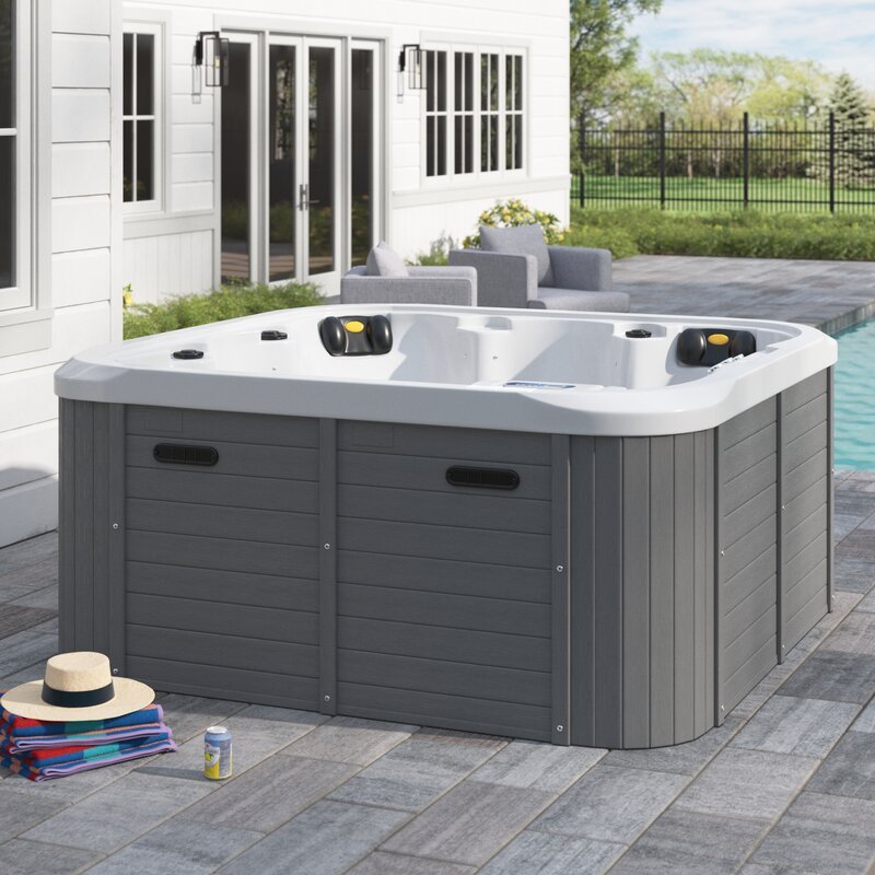 Sol 72 Outdoor? Aire 6 - Personen 54 - Jet Acryl Quadratischer Whirlpool mit Ozonator in Grau
