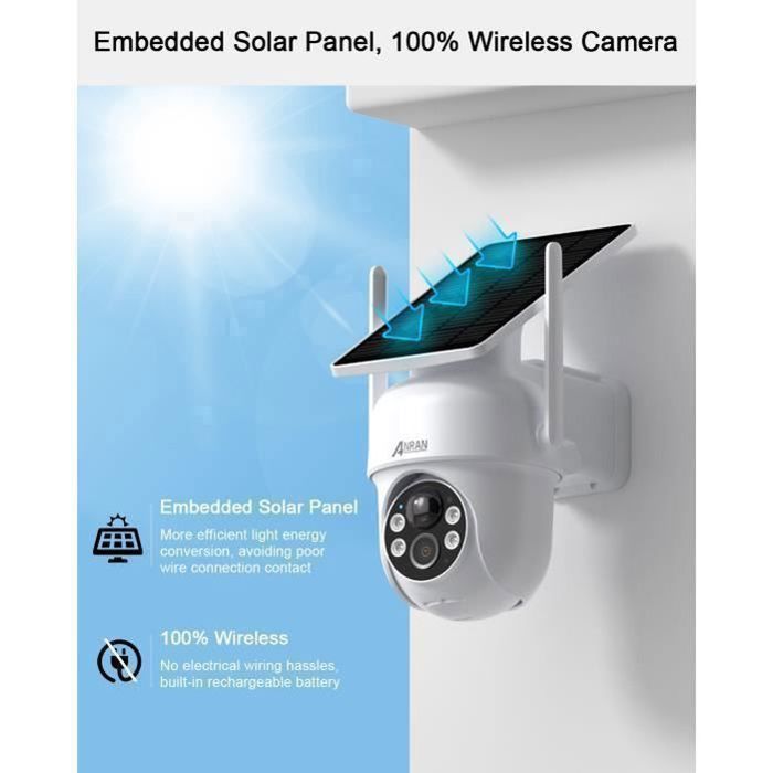 5MP Caméra Surveillance Extérieur sans Fil Solaire 3K  HD Batteries Rechargeable avec panneau solaire intégrée-ANRAN Q4 Max