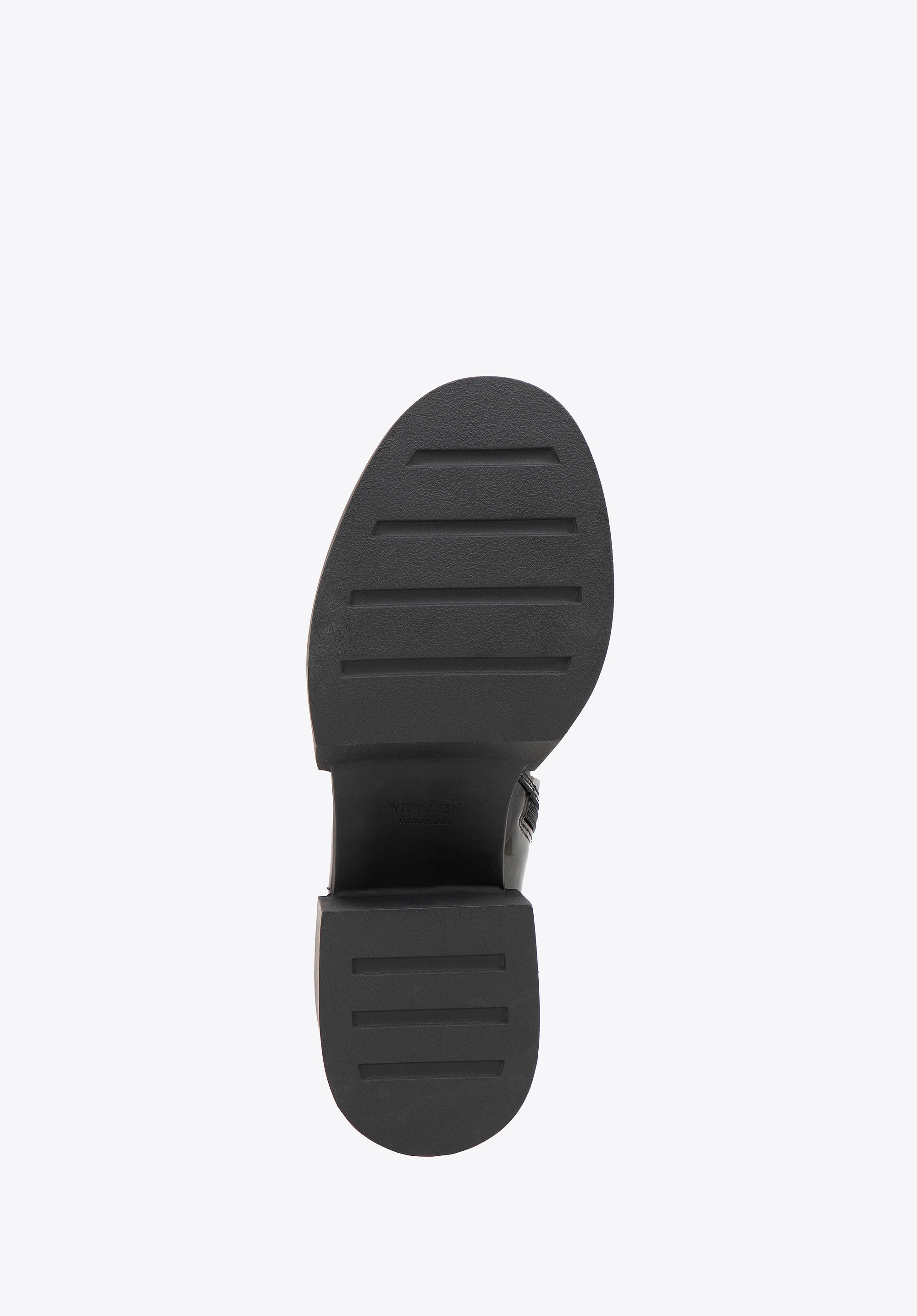 Damskie botki skórzane z monogramem czarno - srebrne