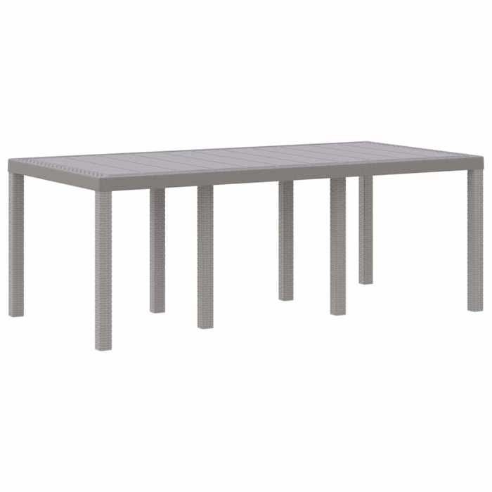 Conjunto de comedor de jardín - BURKE - Gris claro - Poliratán - Acabado mate - Capacidad para 8 personas - 200x100x73 cm