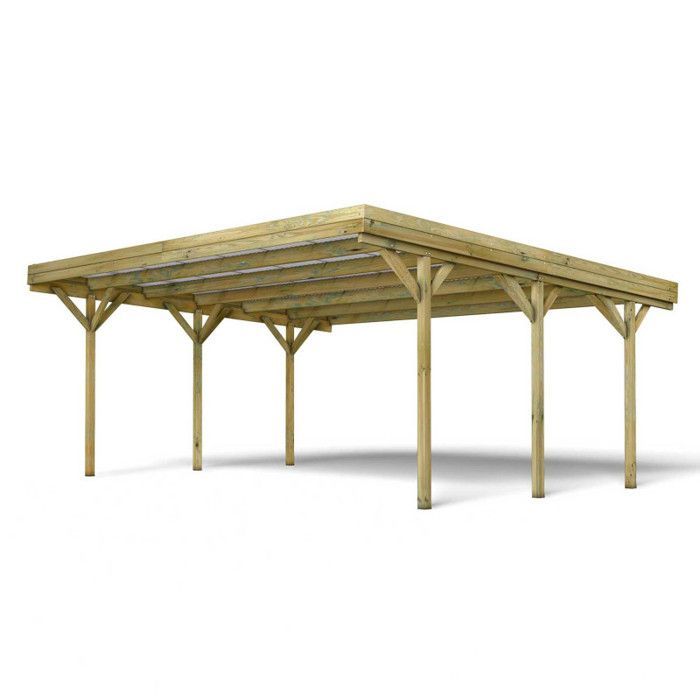 Tettoia in legno per 2 auto, 30,9 m², 6 pali, 9x9