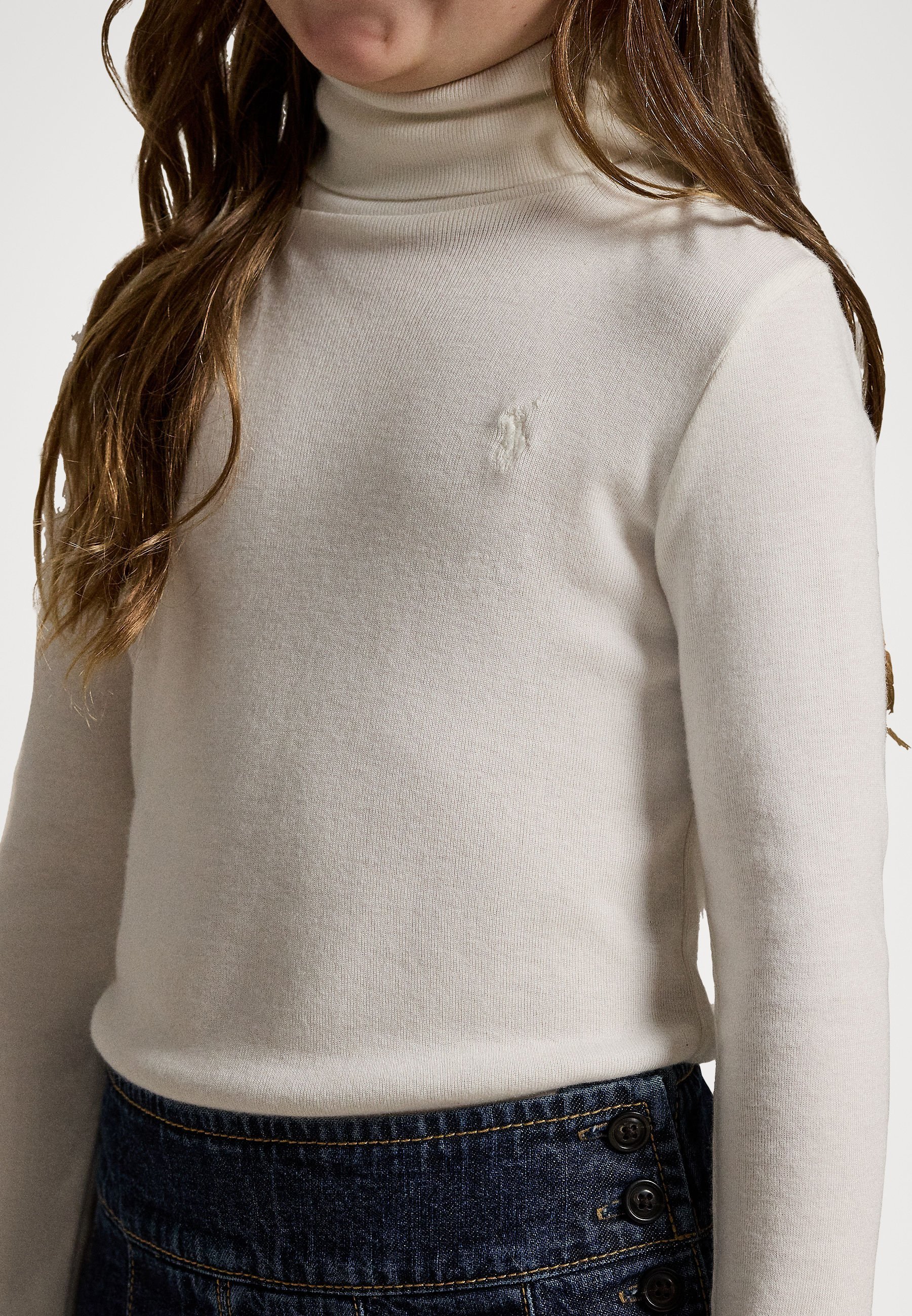 Polo Ralph Lauren RIB KNIT CORTLENECK VAN KATOENMIX - Top met lange mouwen - nevis