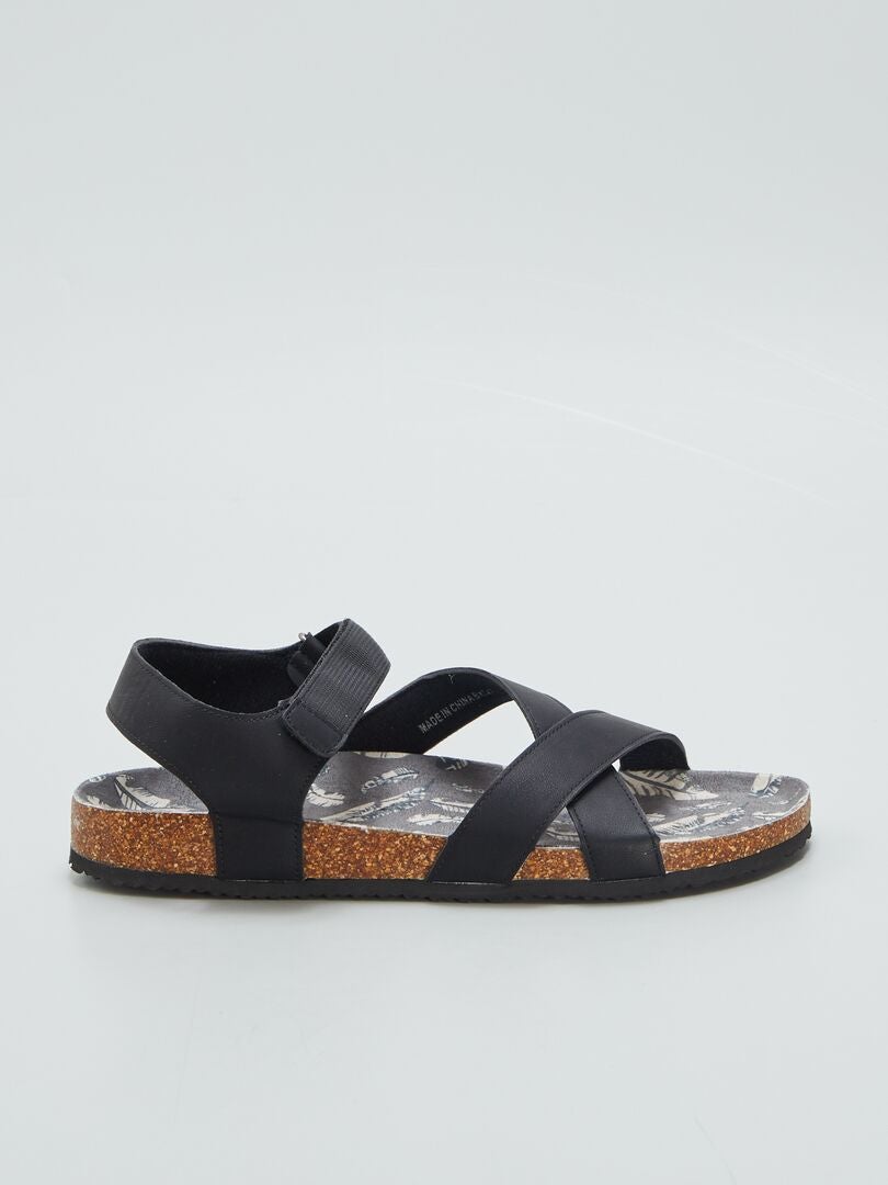 Sandálias com fecho de velcro - PRETAS