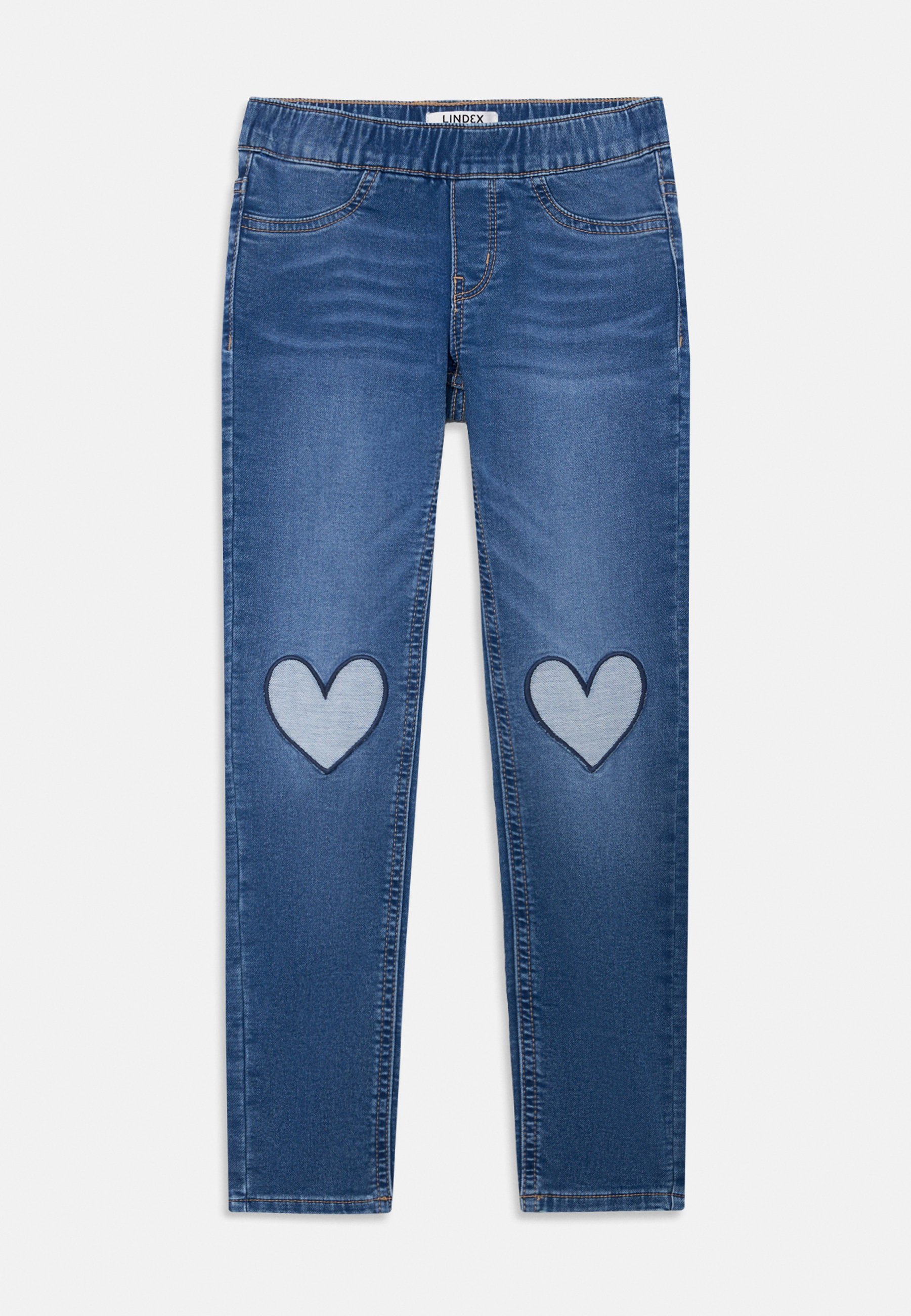 Lindex SPODNIE KNEE HEART - Jeansy z prostą nogawką - niebieski denim