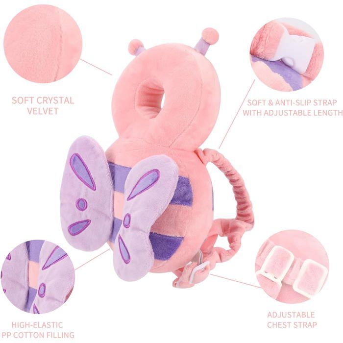 TRAHOO-Baby Cojín Anticaída, Protector de Cabeza para Bebé, Casco Protector para Bebé, Mochila Acolchada, Portabebés Elástico (Pap[J672]
