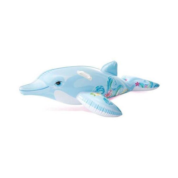 Inflatable dolphin beach mattress - Unisex - 175 cm - For children - Grey and black