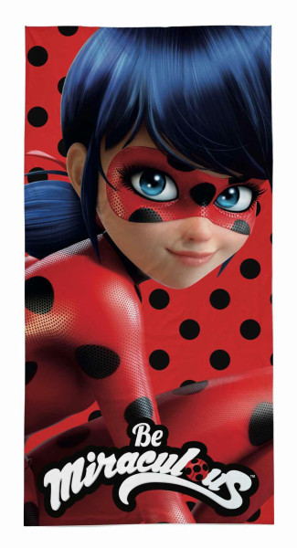 Ręcznik dziecięcy 70x140 Ladybug czerwony czarny bawełniany