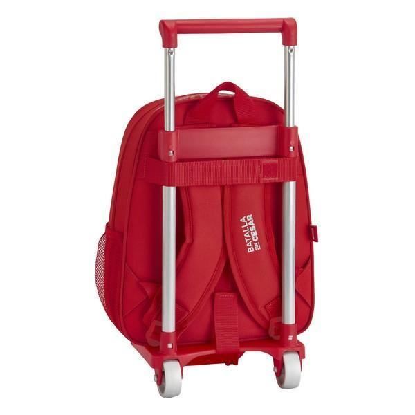 Mochila escolar com rodinhas - Real Sporting de Gijón - 705 - Vermelha - Poliéster - Com zíper