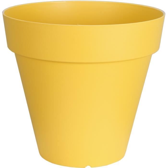 Maceta redonda RIVIERA - SOLEILLA - Plástico - 59 x 54 cm - Amarillo