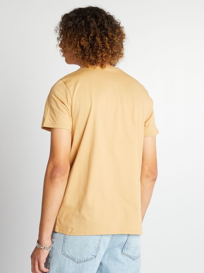 Jersey T-shirt met print - BEIGE
