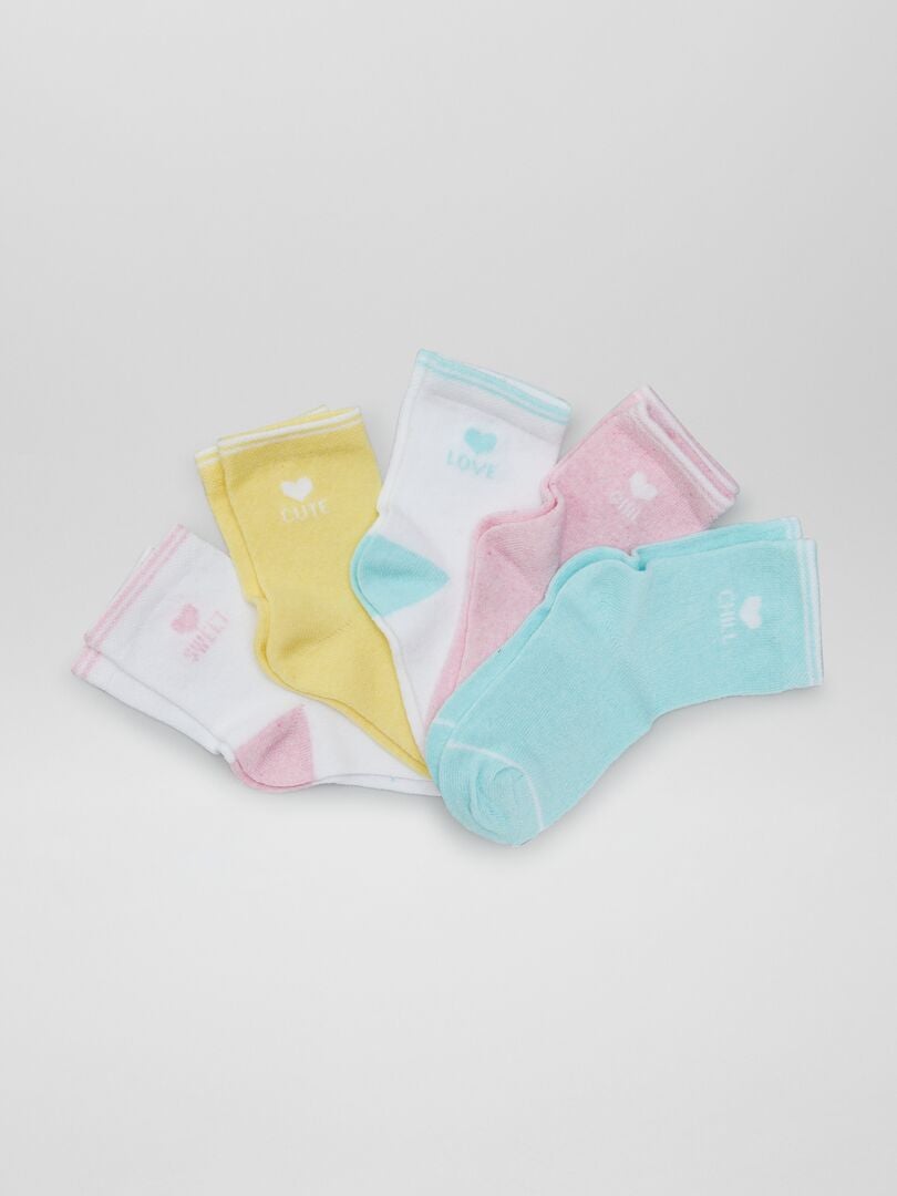 Set van 5 paar kniehoge sokken - ROZE