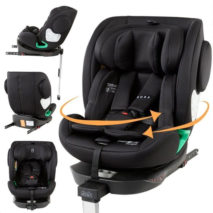 FableKids NORA Siège enfant, i-Size, pivotant à 360°, 40-150 cm  Noir