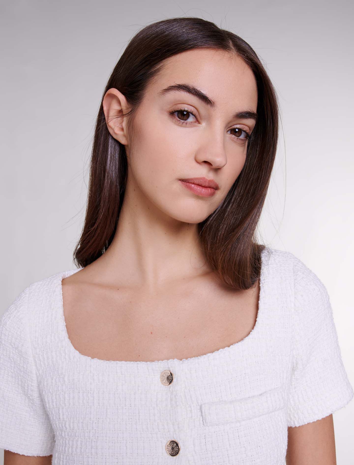 Rochie scurtă din tweed - brută