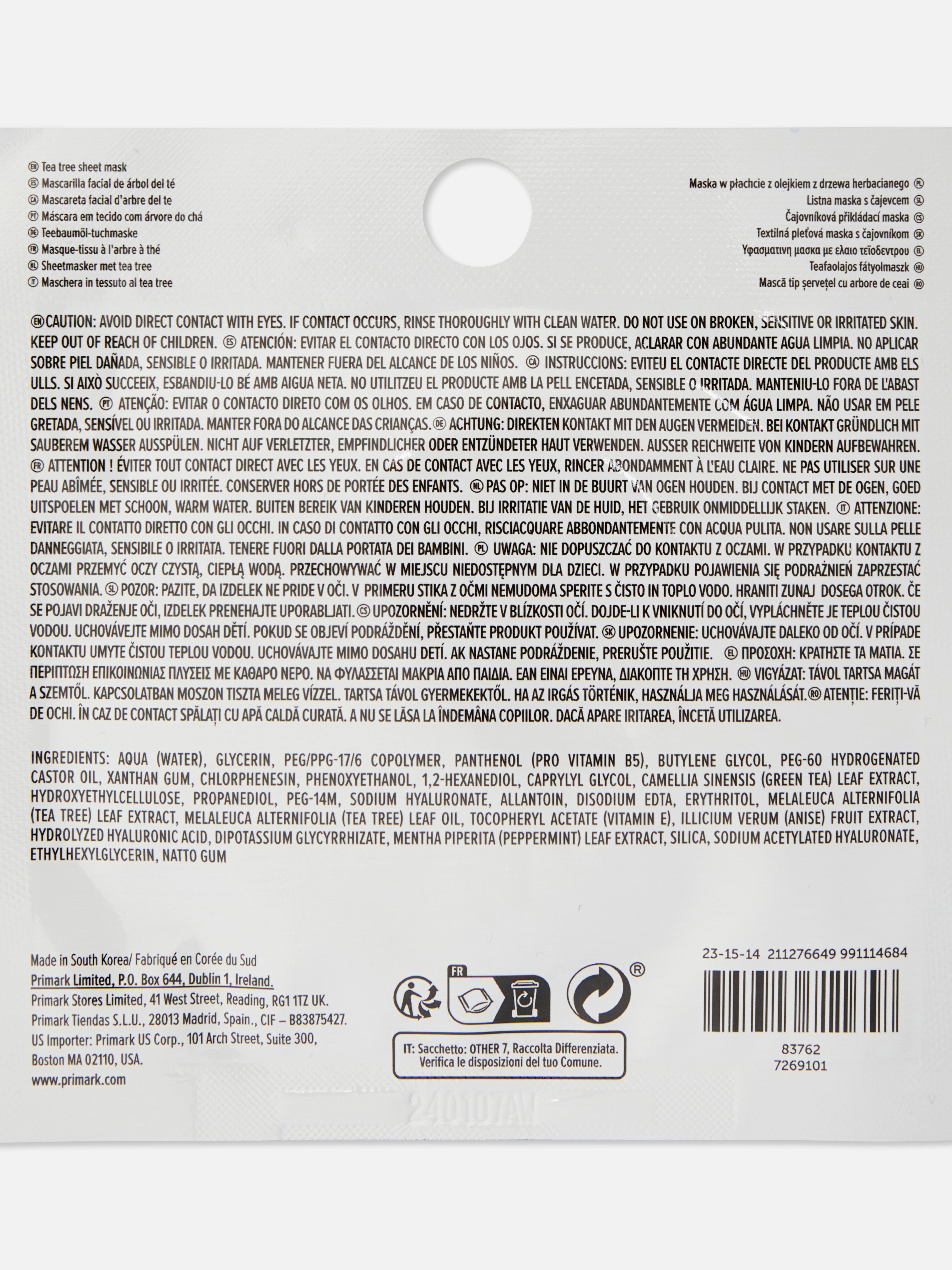 PS... Mască facială cu extract de arbore de ceai Ajută-ți pielea să-ți purifici pielea cu această mască facială cu extract de arbore de ceai