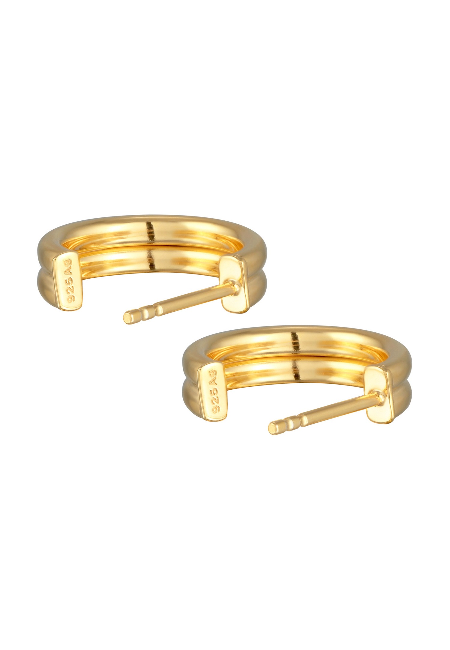 Elli Femmes Créoles Connecteur rainures en Argent Sterling 925 Plaqué Or