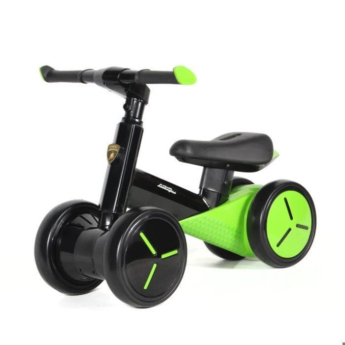 Lamborghini Draisienne Bébé 1 à 3 ans - Vert - 4 Roues Stables - Licence Officielle - Cadre Aluminium - Aide à l'Équilibre - 30kg