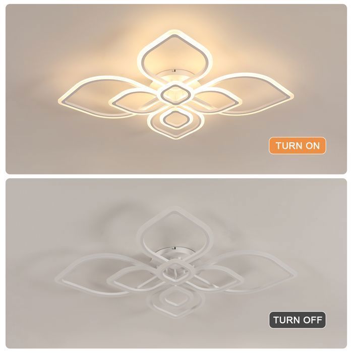 Lámpara de techo LED DORLINK de 120 W - Diseño moderno, 8 cabezales con control remoto - Regulable de 3000 K a 6500 K - Blanca - Para sala de estar, dormitorio y cocina
