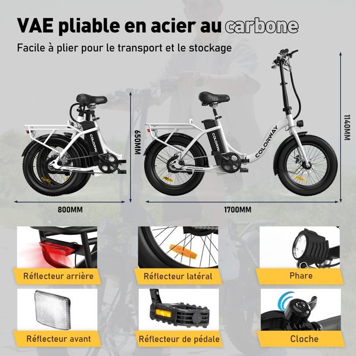 COLORWAY Vélo électrique Pliable 20