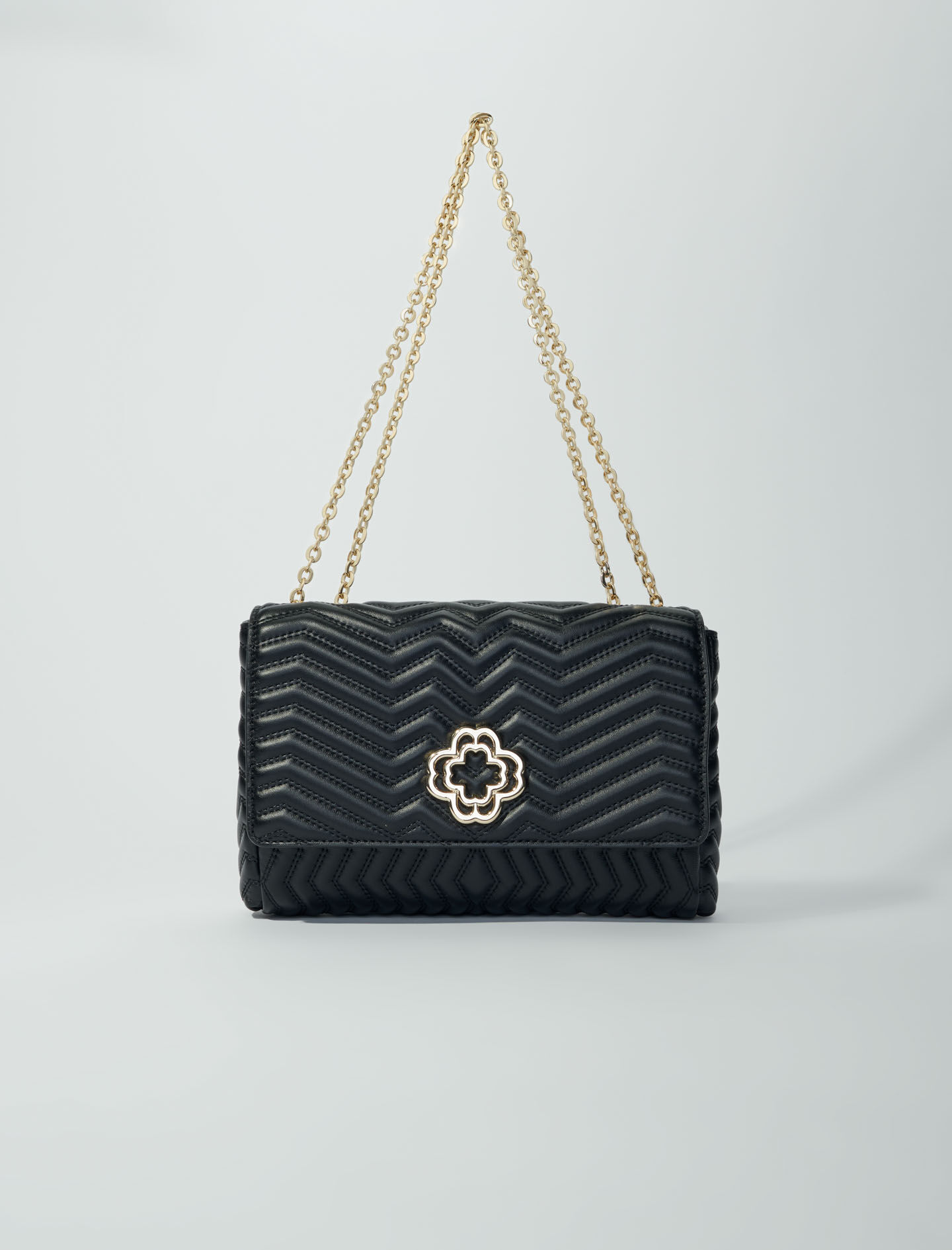 Leren handtas met ketting - Zwart