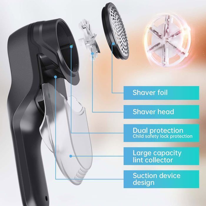 Rasoir Anti Bouloche,Puissant Rasoir Anti-Bouloche Électrique avec 3 Lame,3 Vitesses Dissolvant de Anti Peluches