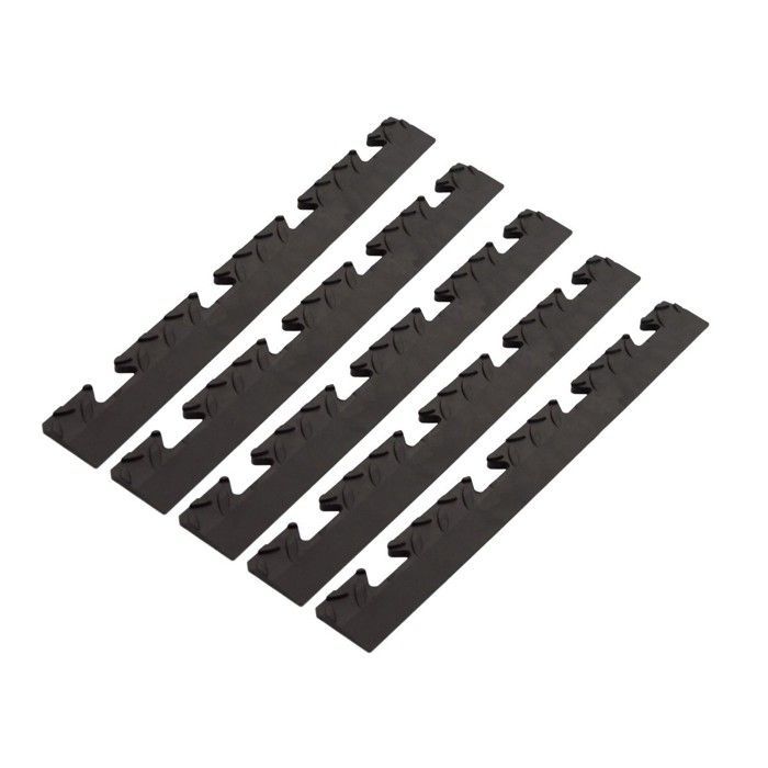 Paquete de 5 tiras de remate hembra para baldosas de PVC negras, con clip, antideslizantes, cuadradas, para garaje/taller, PS50CRN/F INTEC