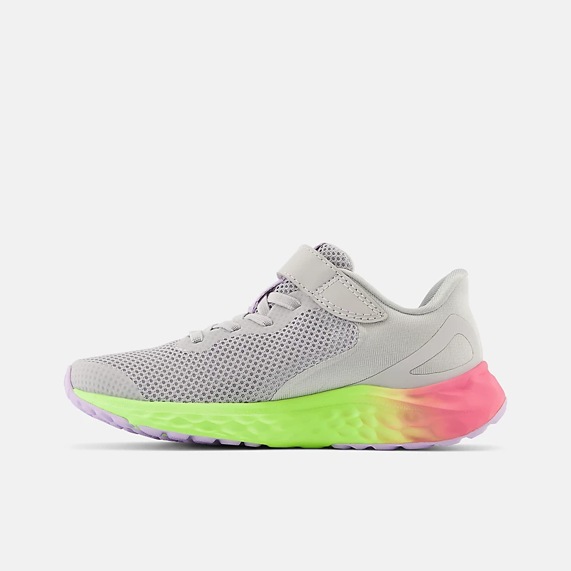 Dziecięcy Fresh Foam Arishi v4 Bungee Lace z górnym paskiem - Lekki aluminiowy z Cyber Lilac i Neon Pink