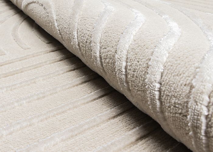 Tapis Salon - The Carpet - Knight - Velours Doux - Effet 3D - Détails Brillants - Beige - 140x200 cm