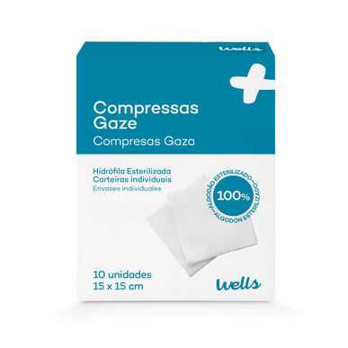Sterilní gázové komprese Wells 15x15 cm 10 kusů 10 kusů