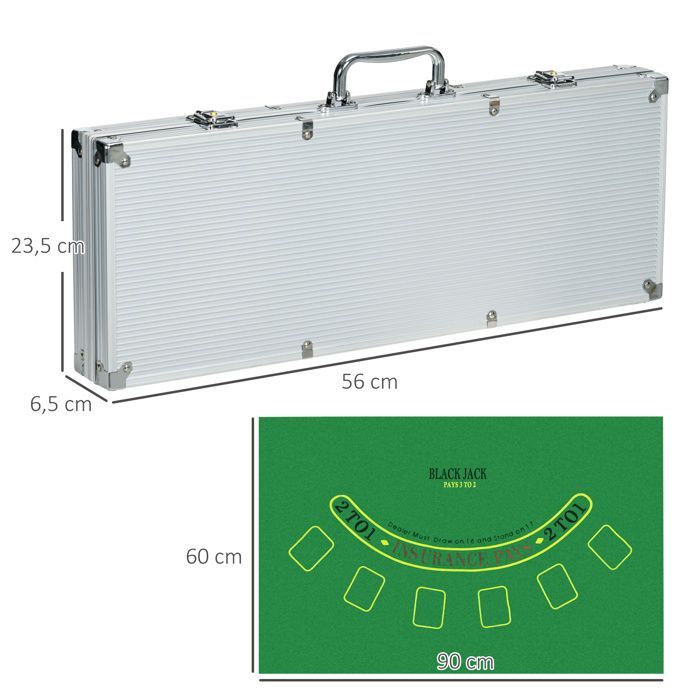 SPORTNOW Aluminum Poker Case 56x23.5x6.5cm Silver