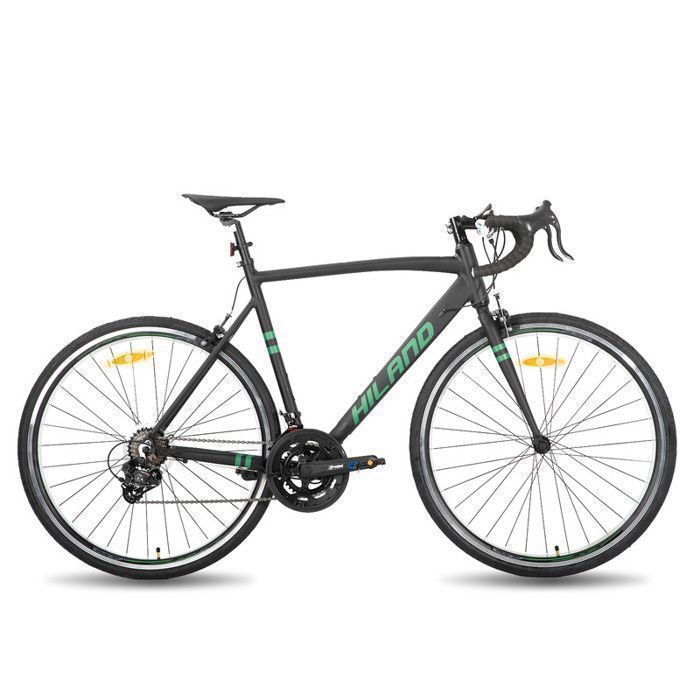 Hiland racefiets 28 inch, stadsfiets, 700c aluminium frame, velgremmen, heren- en damesmodel, 14 versnellingen, maat M - zwart