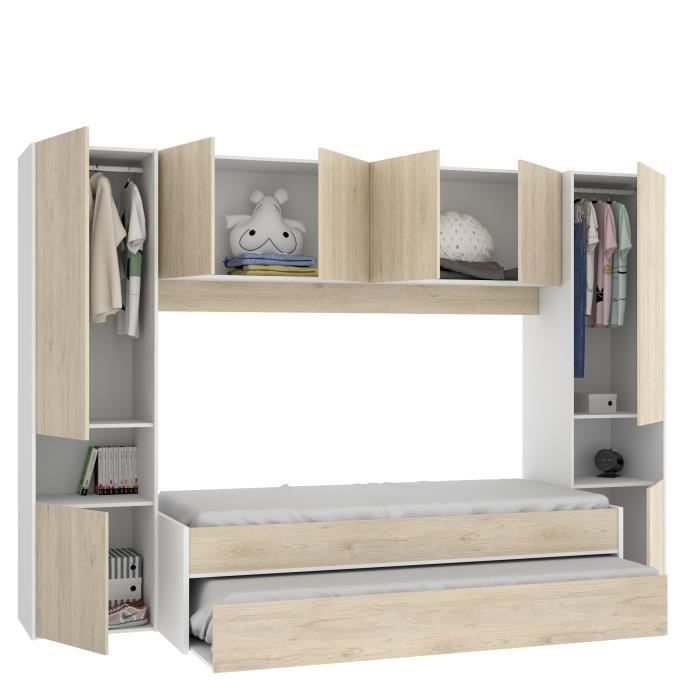 Cama nido infantil KWAI con múltiples compartimentos de almacenamiento - 90 x 190 cm