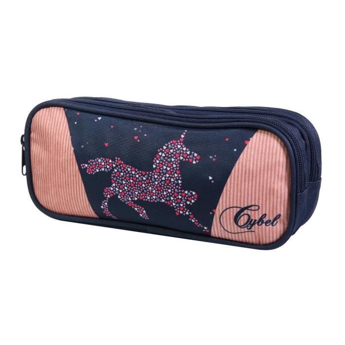 BAGTROTTER Trousse scolaire 2 compartiments Cybel Cheval Licorne Bleu