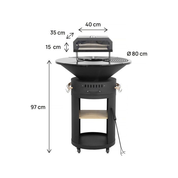 Barbecue plancha brasero avec four à pizza 