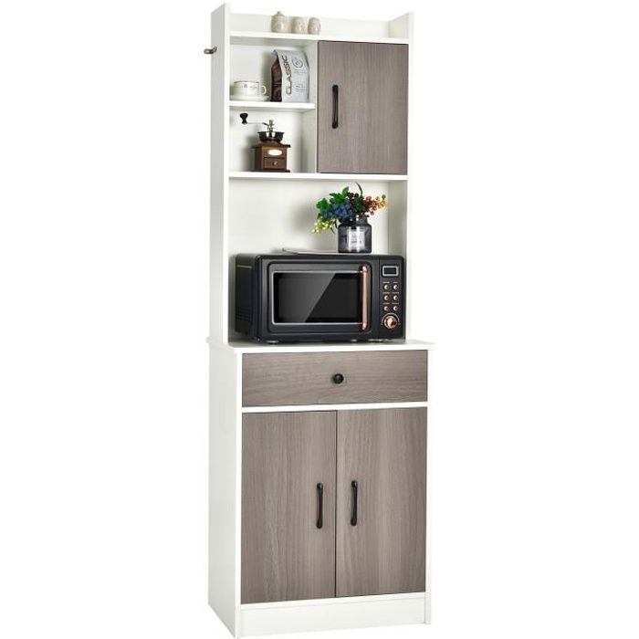 COSTWAY Küchenbuffet mit 3 Türen und 1 Ablagefach, Kabelmanagement, 60 x 40 x 180 cm, Weiß