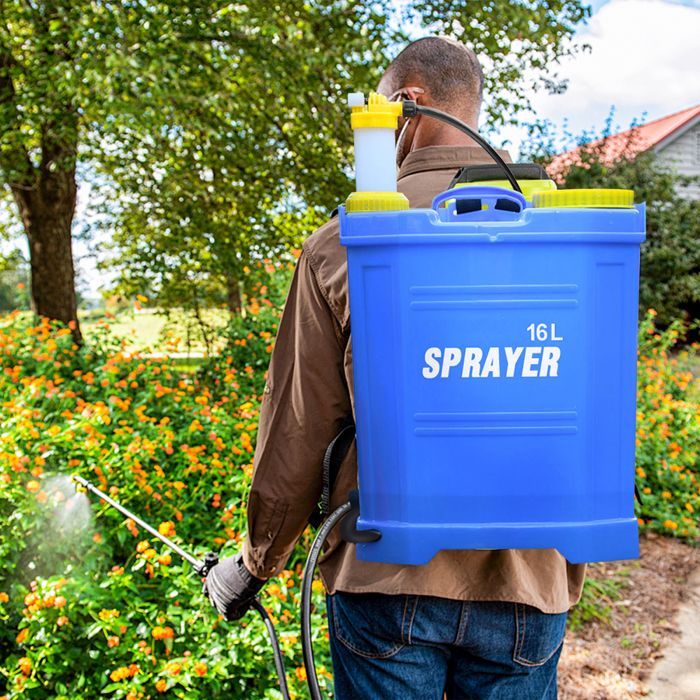 Pulverizador de mochila MIPAN, pulverizador a presión de 16 L para el cuidado de plantas y pesticidas - Azul
