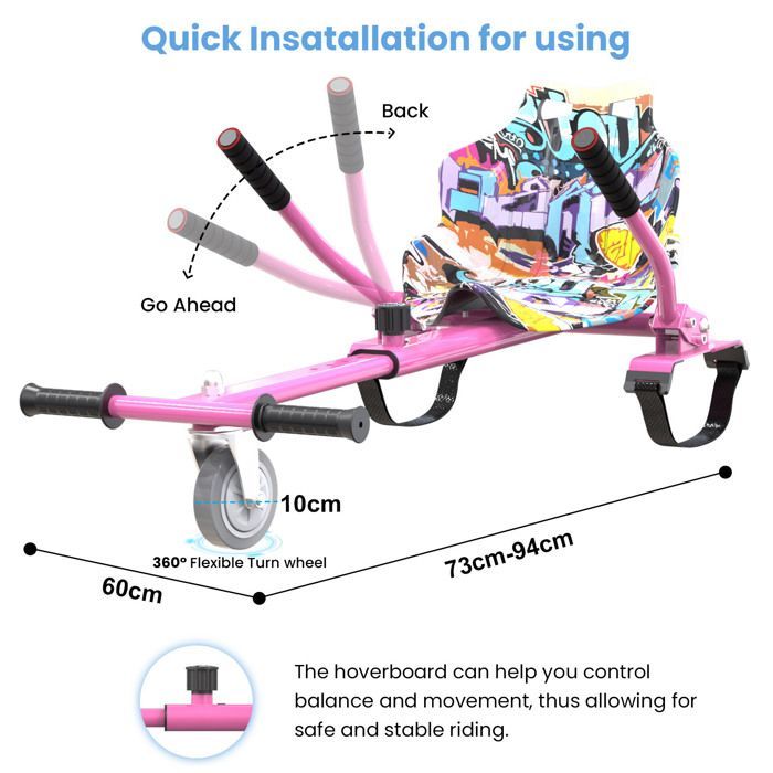 EVERCROSS TECH 6,3 inch hoverboard met massieve all-terrain banden, ledverlichting, Bluetooth, zelfbalancerend, cadeau voor kinderen en volwassenen, roze