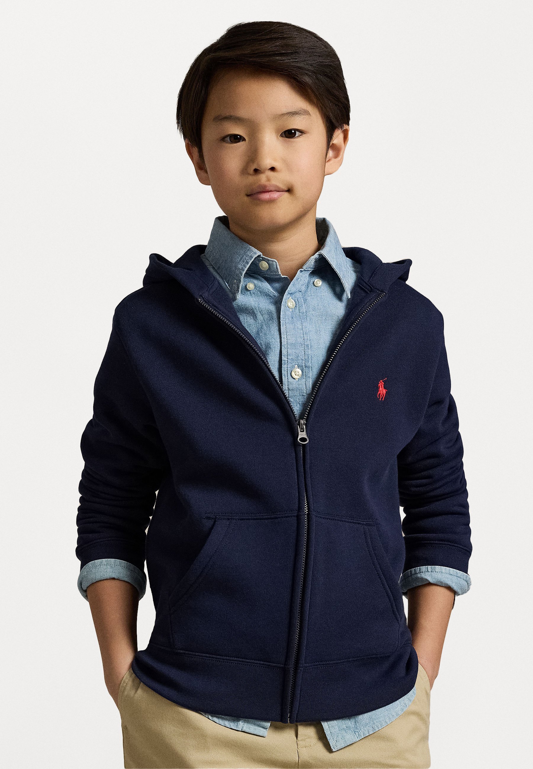 Polo Ralph Lauren hoodie van katoenmix fleece - Sweatshirt met rits - marineblauw