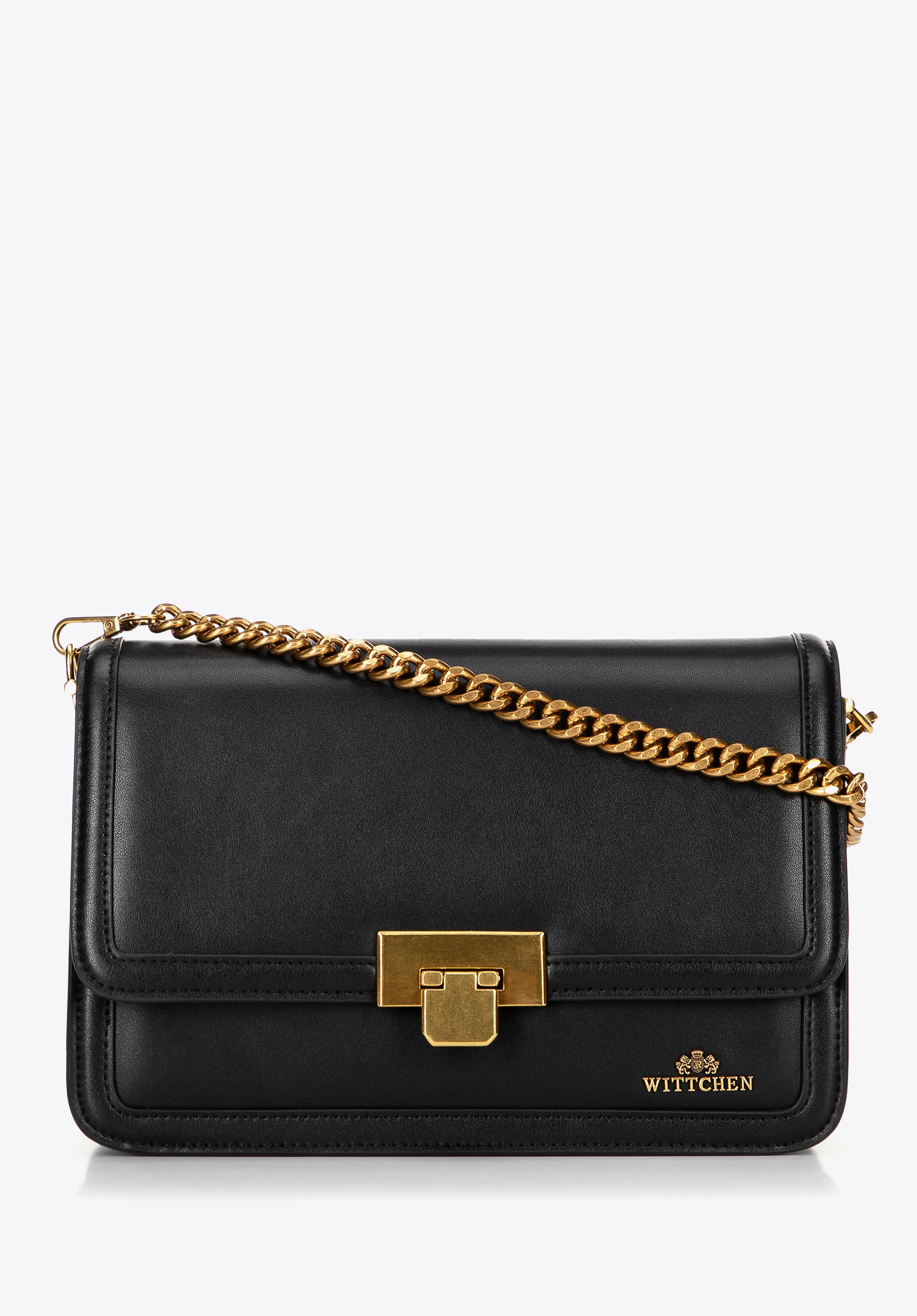 Skórzana crossbody z odpinanym łańcuszkiem czarna