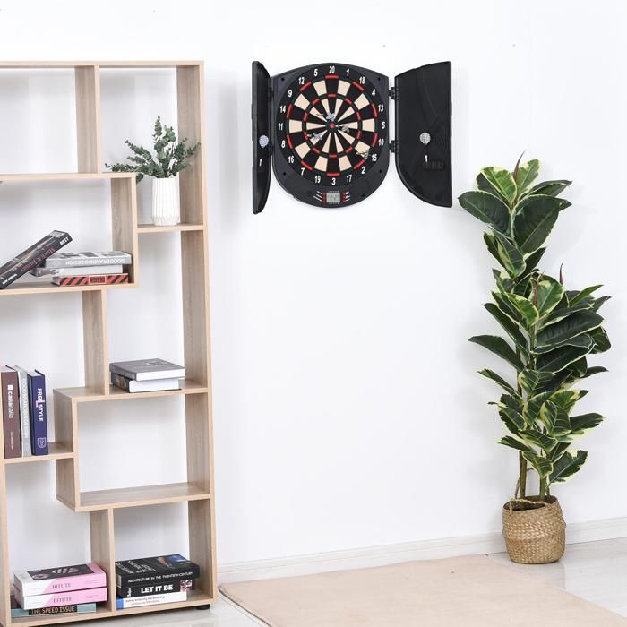 Elektronisch dartbord - HOMCOM - opvouwbaar, 26 spellen, 8 spelers, LCD-display - kunststof - zwart