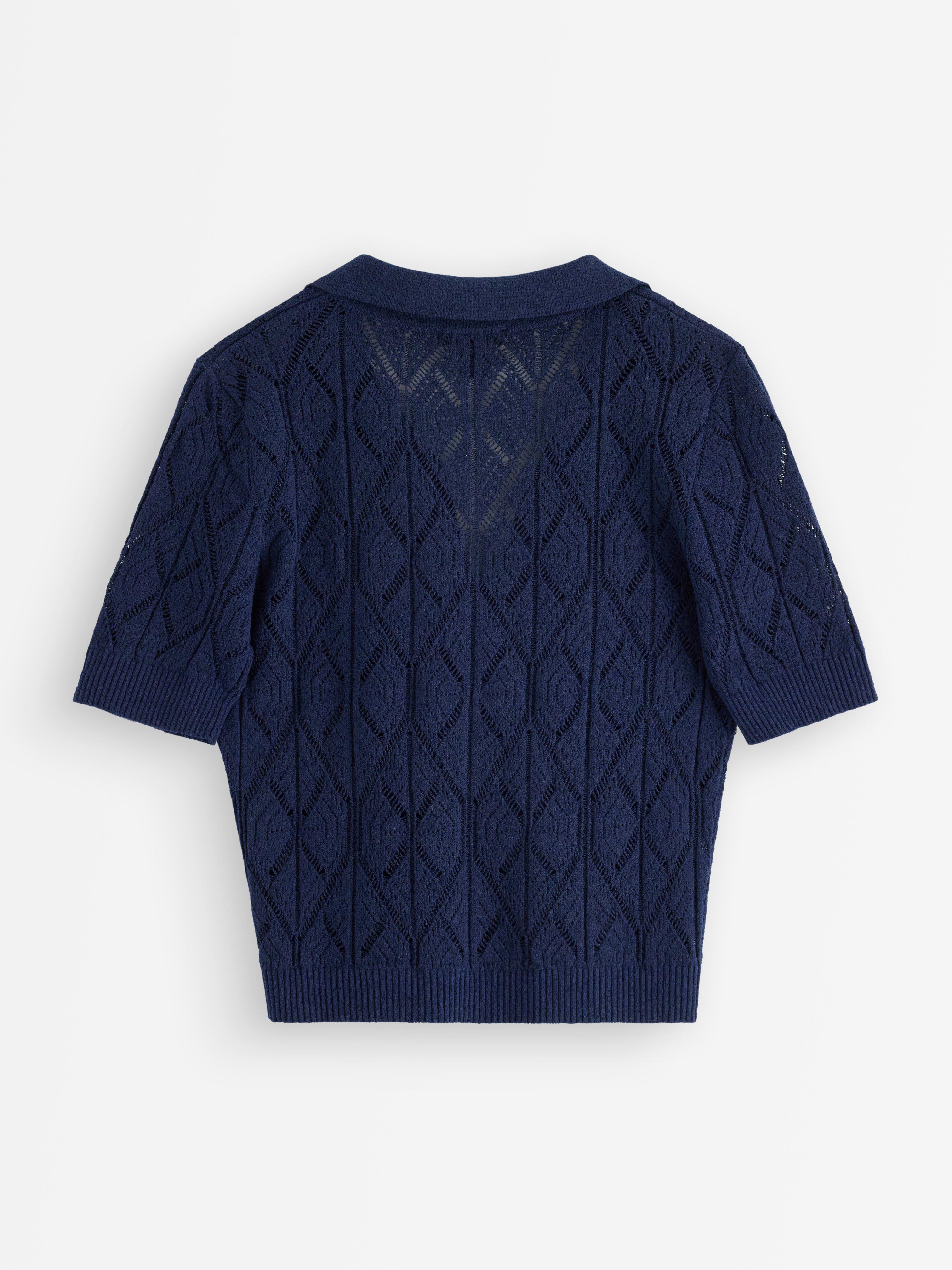 Mönsterstickad topp blue